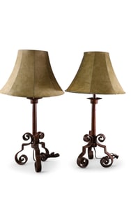 PAIR OF IRON LAMPS