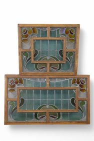 2 ARTS & CRAFTS STAINED GLASS WINDOWS