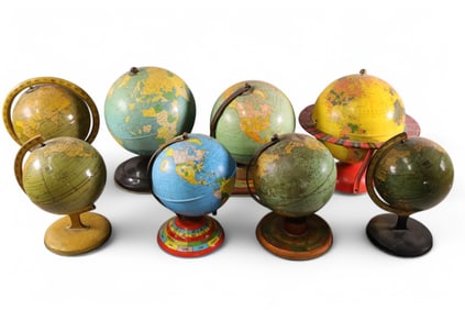 LOT OF 8 TIN LITHO TOY GLOBES