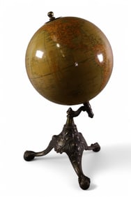 RAND MCNALLY TERRESTRIAL CAST IRON BASE GLOBE