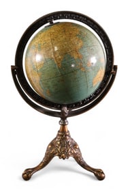 RAND MCNALLY TERRESTRIAL CAST IRON BASE GLOBE