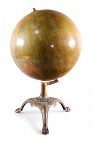 ANTIQUE 12" INTERNATIONAL CAST IRON BASE GLOBE