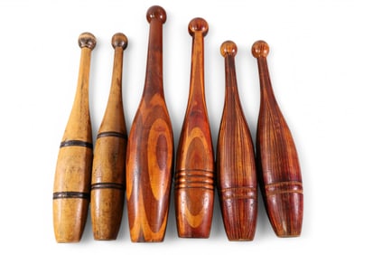 6 WOODEN JUGGLING PINS