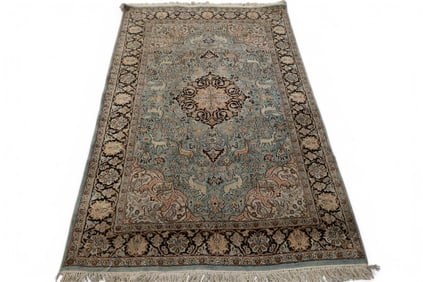 APPROX 6' 4" x 4' HANDMADE WOOL RUG
