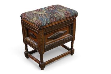 ANTIQUE CARVED SEWING STOOL