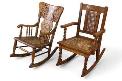 2 ANTIQUE AM. OAK CHILD'S ROCKERS