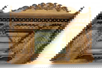 VICTORIAN AMERICAN OAK OVER THE MANTLE MIRROR