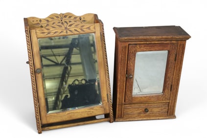 2 ANTIQUE AM. OAK MEDICINE CABINETS