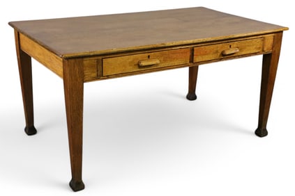 LARGE AMERICAN OAK LIBRARY TABLE