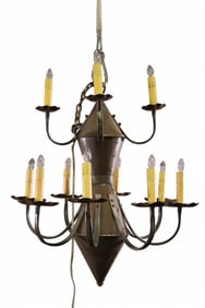 12 LIGHT PRIMITIVE STYLE CHANDELIER