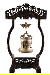 18TH CENTURY CHINESE BRONZE TEMPLE GONG IN STAND