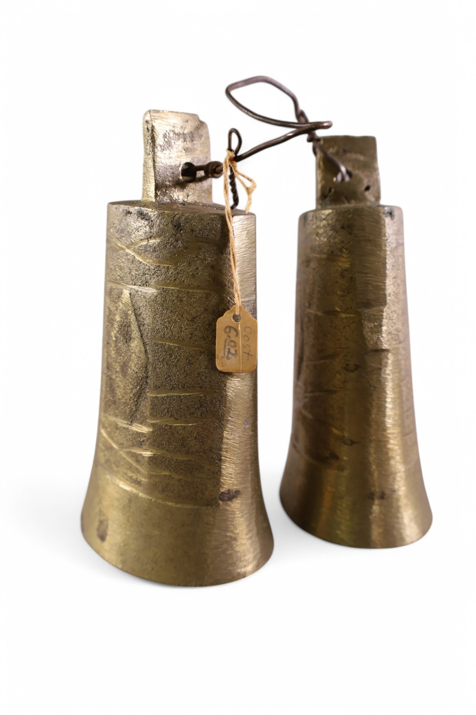 19TH CENTURY DOUBLE CAST BELL: 19TH CENTURY DOUBLE CAST BELL, 7" H.