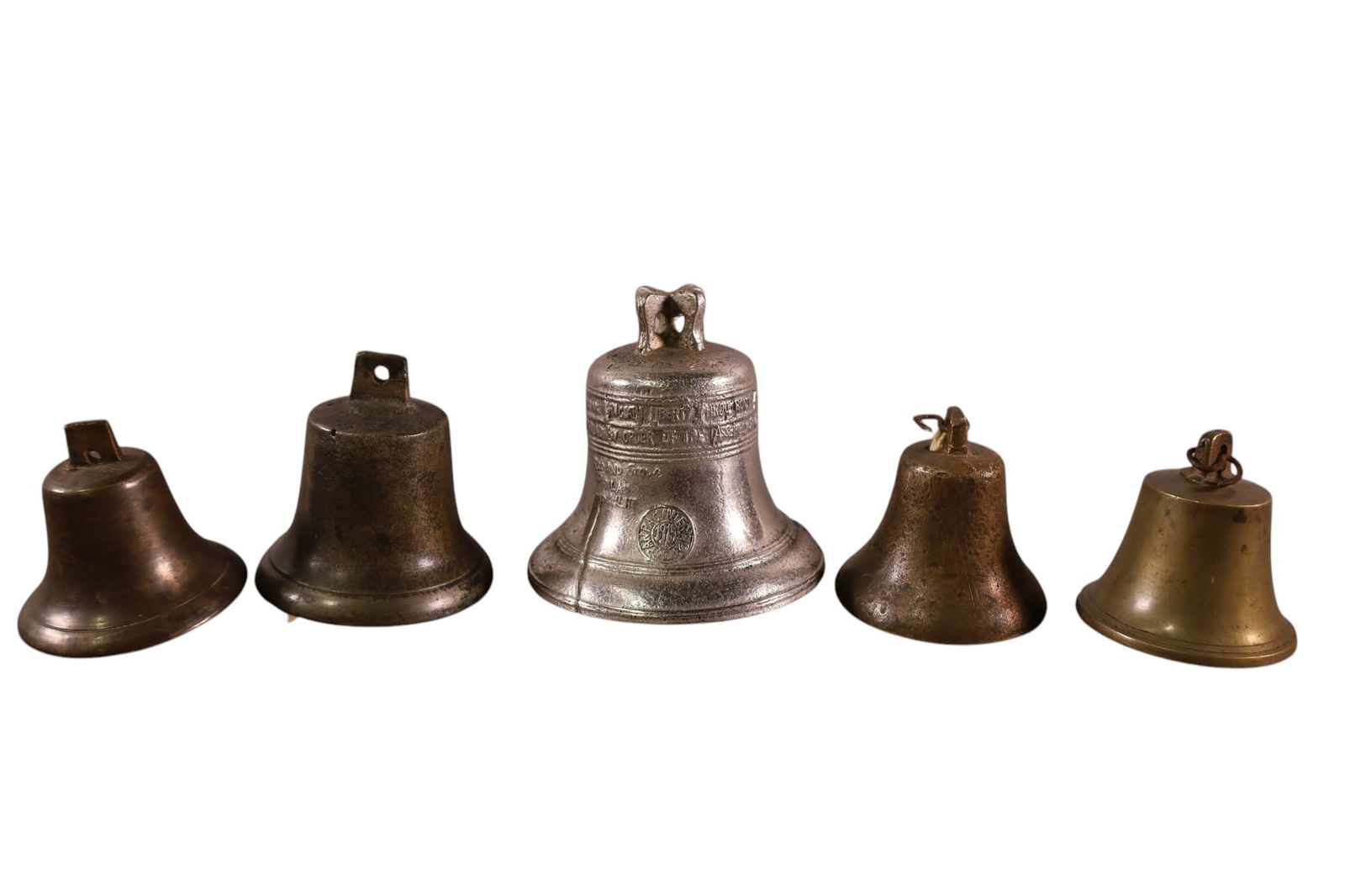5 SMALL BRASS BELLS (1 of 3)