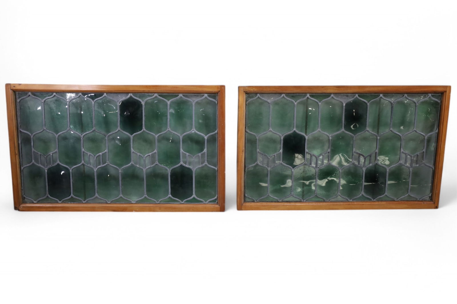 PAIR OF LEADED GLASS WINDOWS (1 of 3)