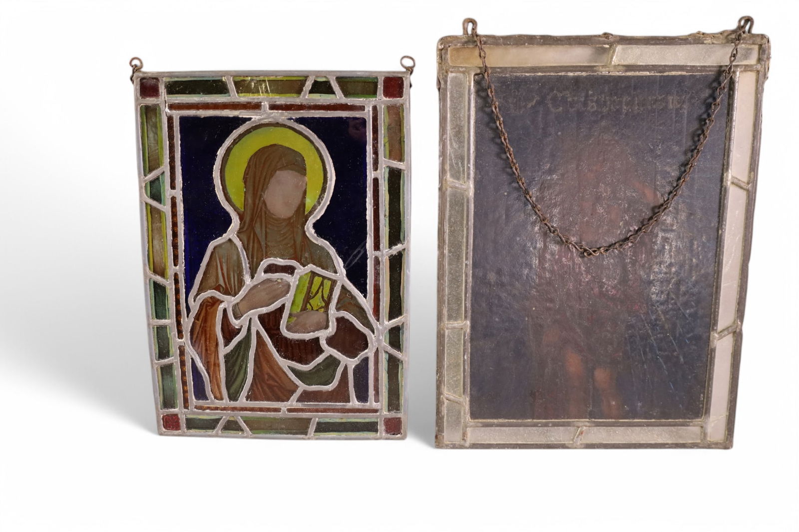 2 SMALL LEADED GLASS WINDOWS (1 of 3)