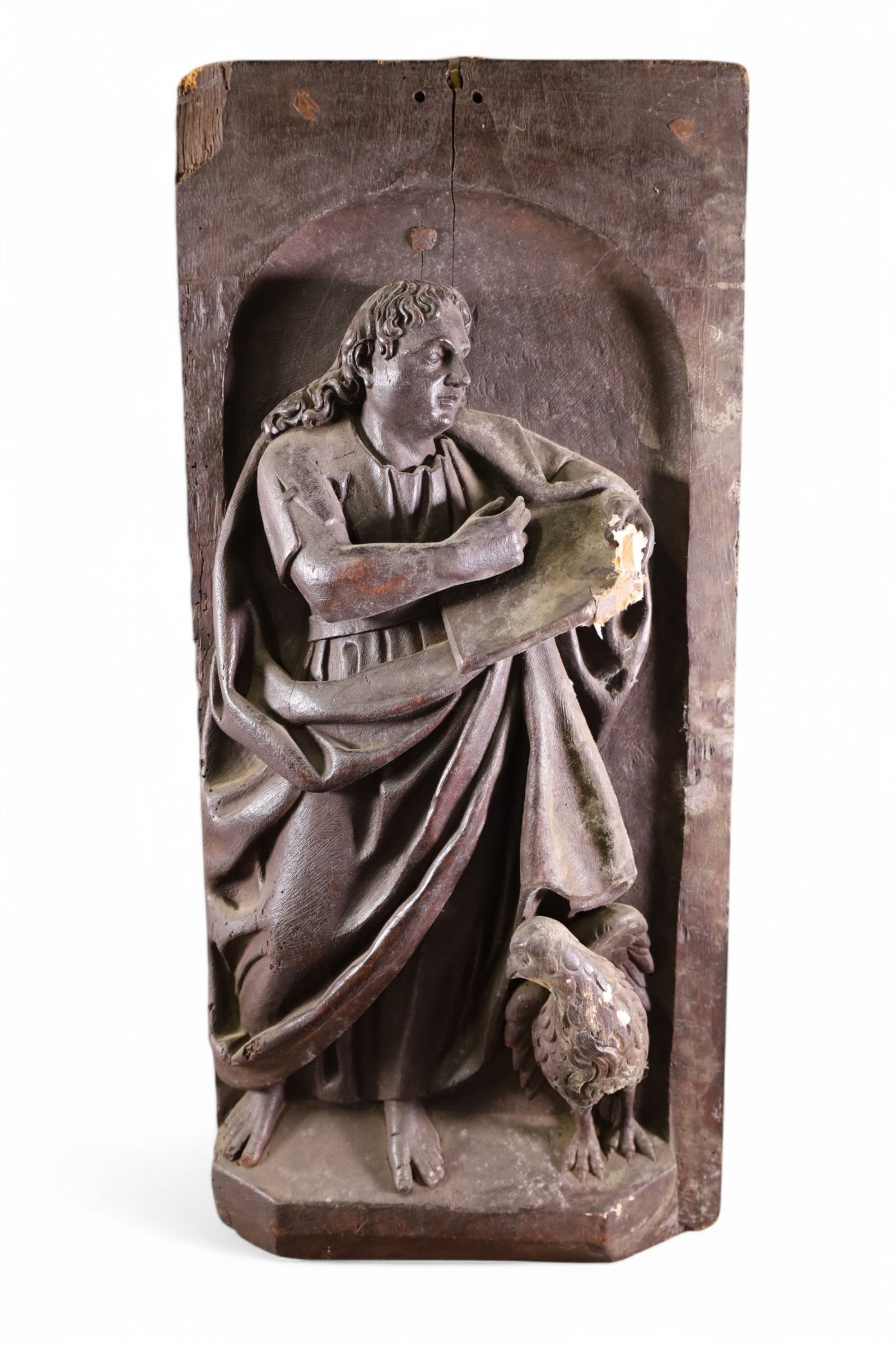 CARVED PANEL OF SAINT JOHN THE EVANGELIST (1 of 3)