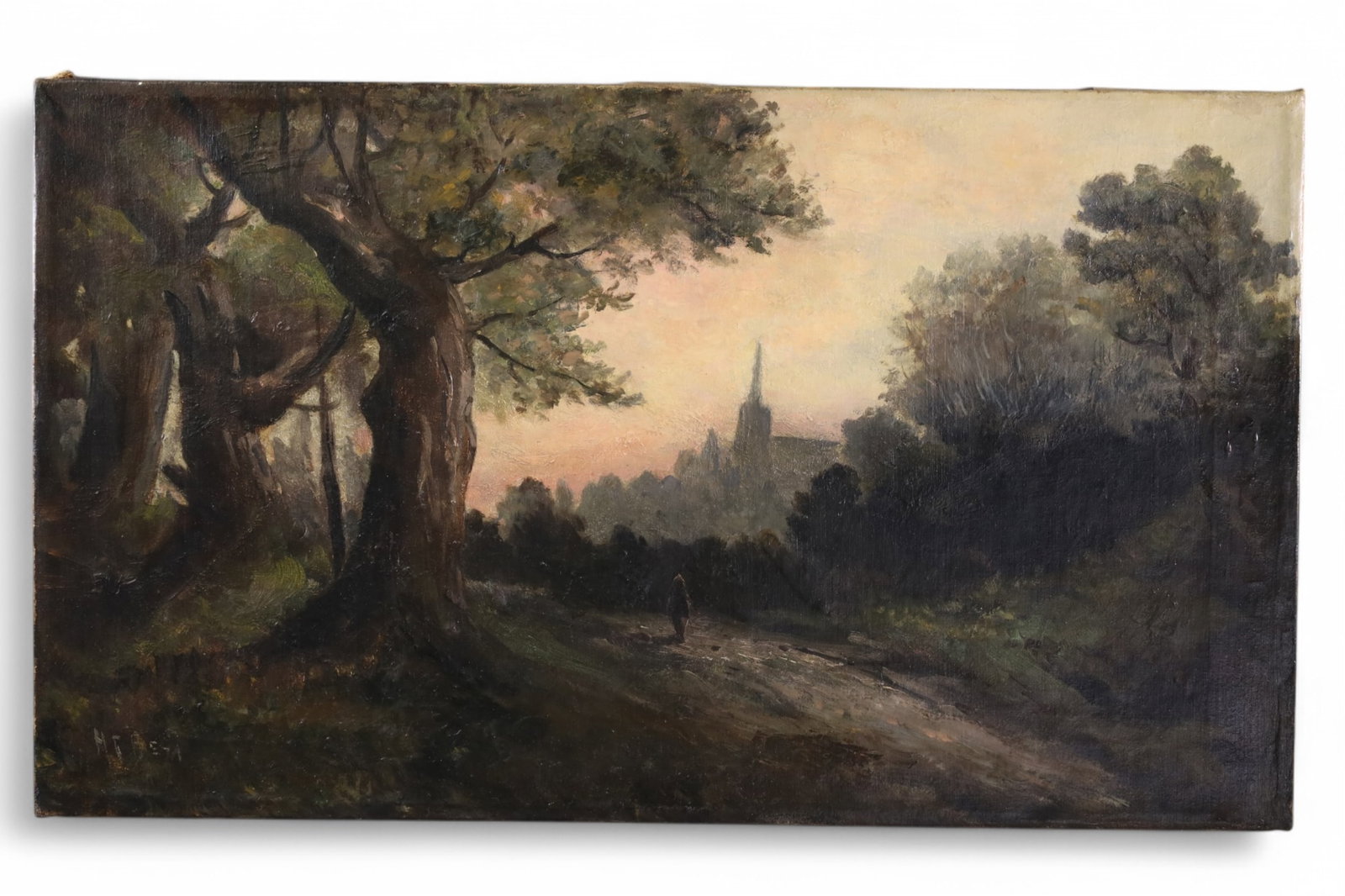 H.C. BEST OIL PAINTING: UNFRAMED OIL ON CANVAS, SIGNED LOWER LEFT, H.C. BEST. TITLED EVENING NEAR SANTA BARBARA. 24" x 14"