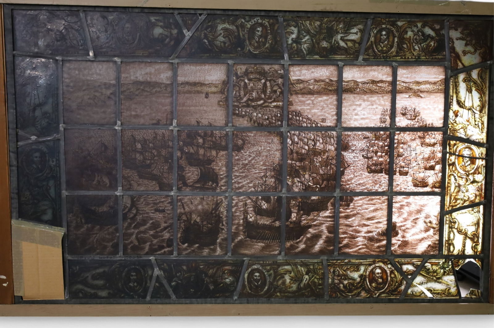 LARGE STAINED GLASS WINDOW OF THE ENGLISH FLEET (1 of 10)