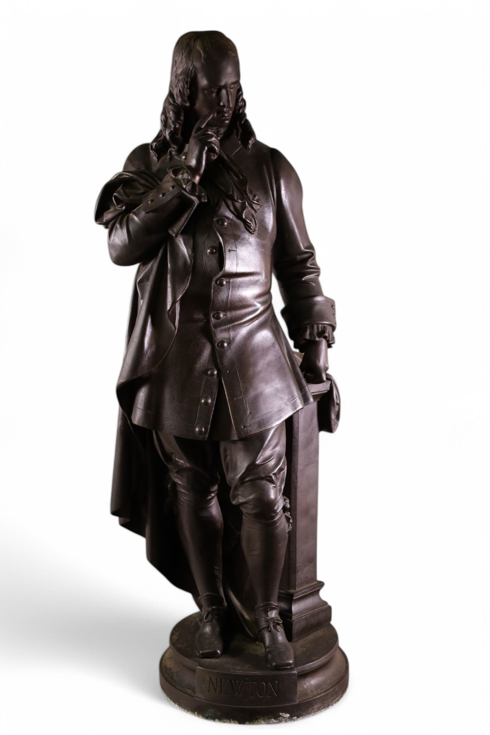 LARGE SPELTER FIGURE OF NEWTON (1 of 4)