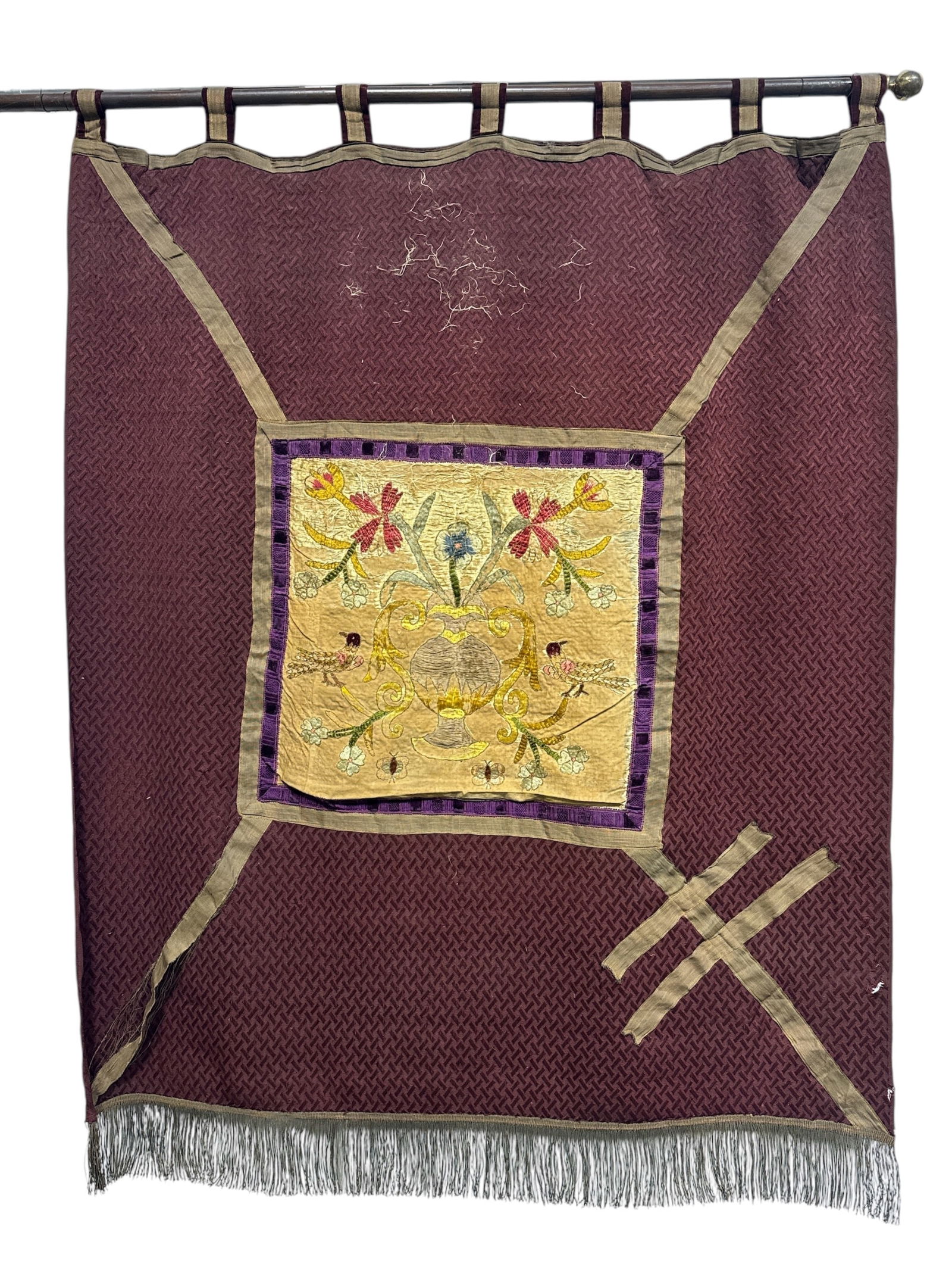 19TH CENTURY SILK BROCADE TAPESTRY BANNER (1 of 7)