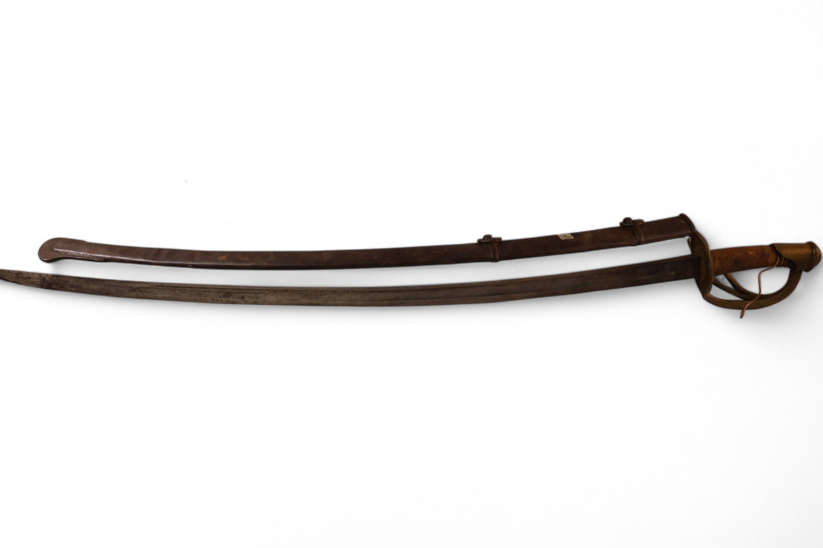 FRENCH CALVARY SWORD: FRENCH CALVARY SWORD MARKED C & J. IN SCABBARD. 36" L BLADE.