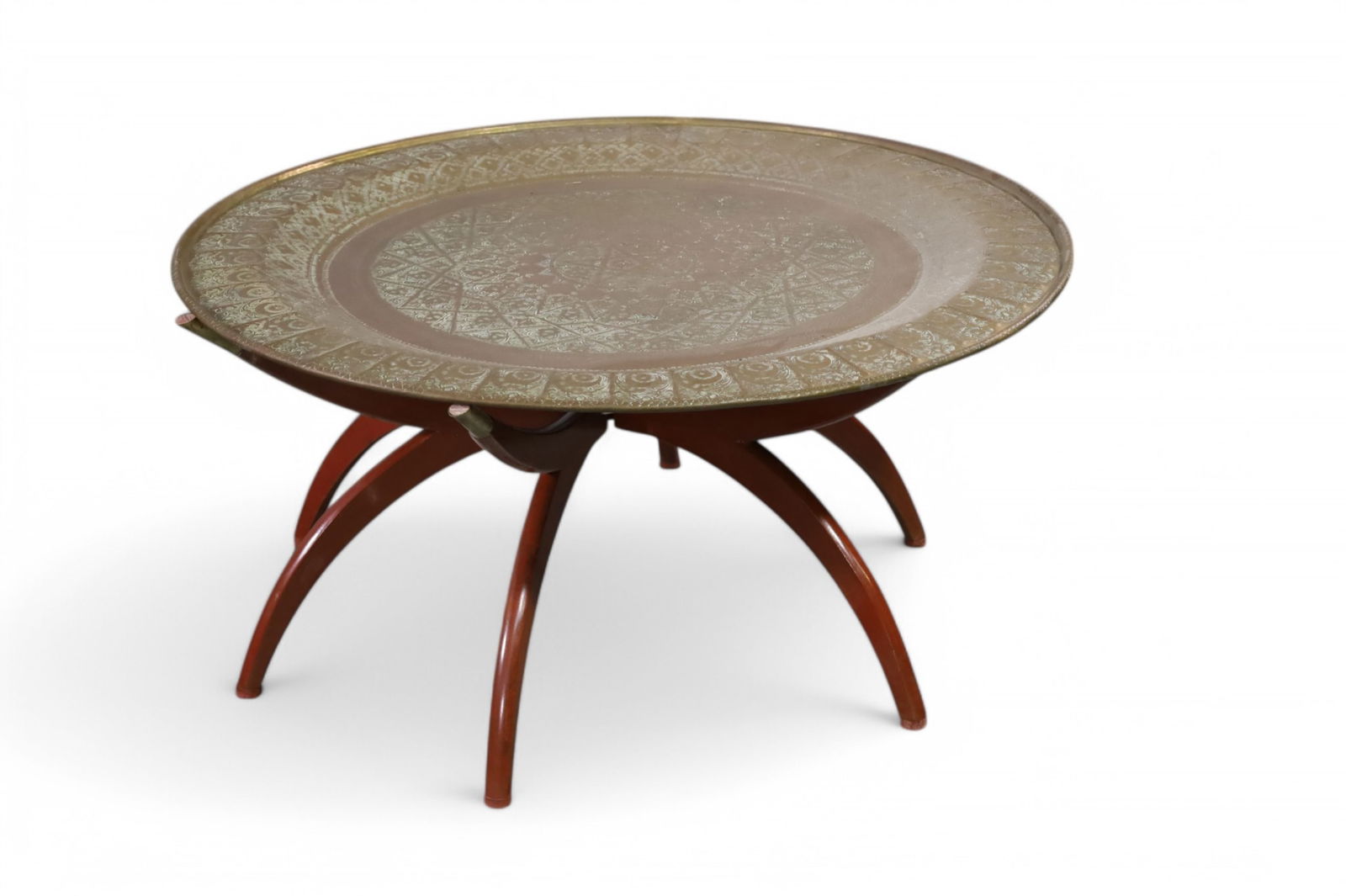 LARGE BRASS TRAY TOP TABLE (1 of 3)