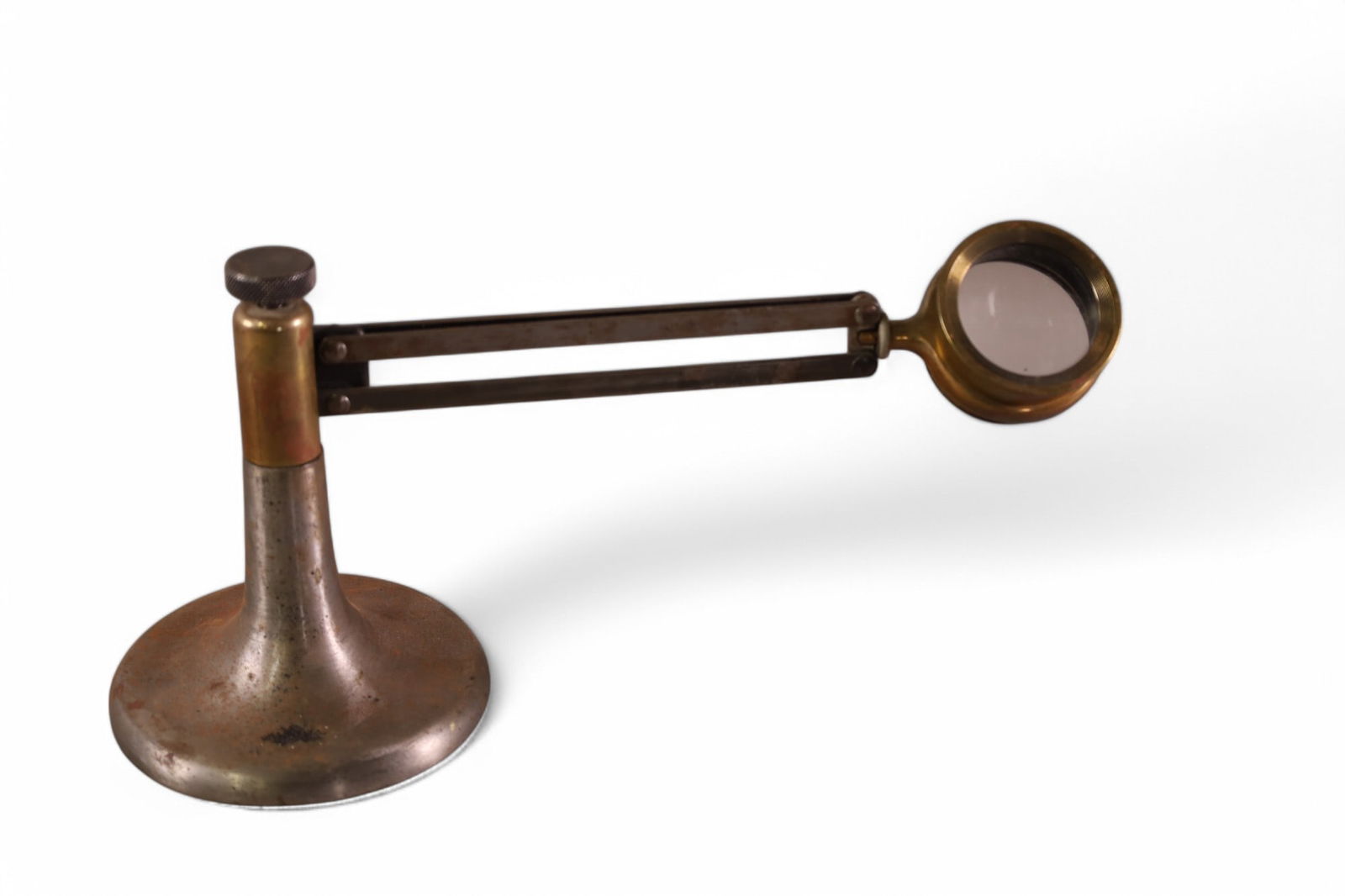 BAUSCH & LOMB MAGNIFIER: TABLE TOP MAGNIFIER, ADJUSTABLE HEIGHT. 12" L x 7" H AS SHOWN.