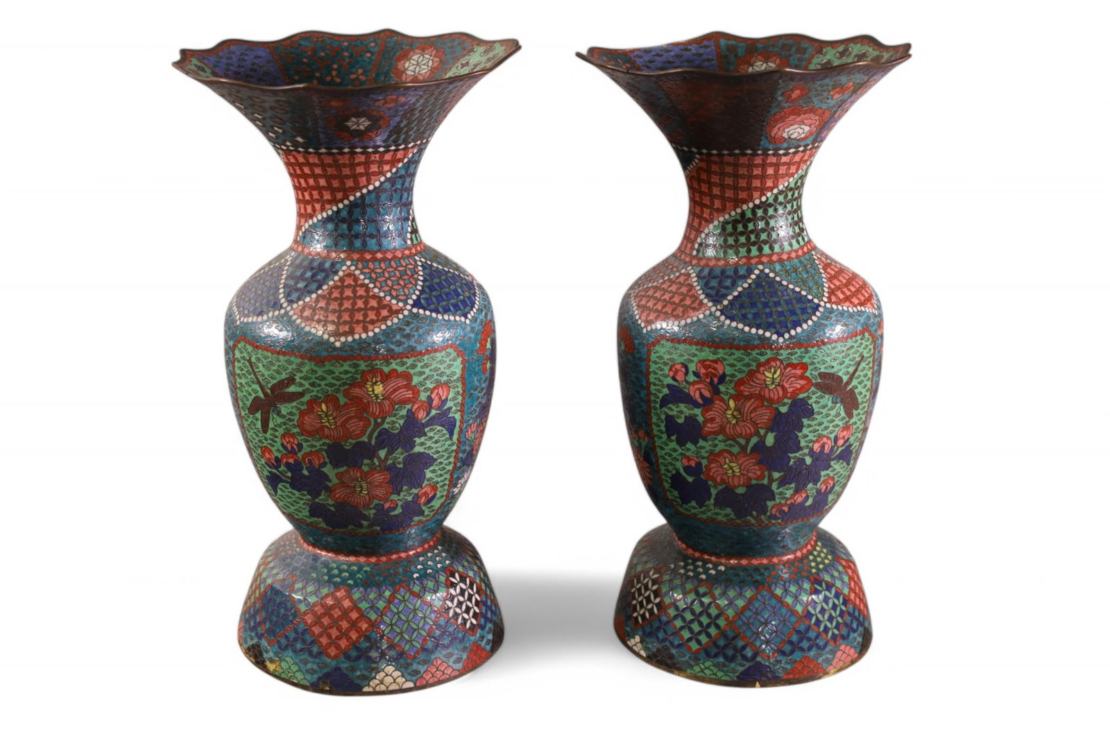 PAIR OF CLOISONNE VASES (1 of 4)
