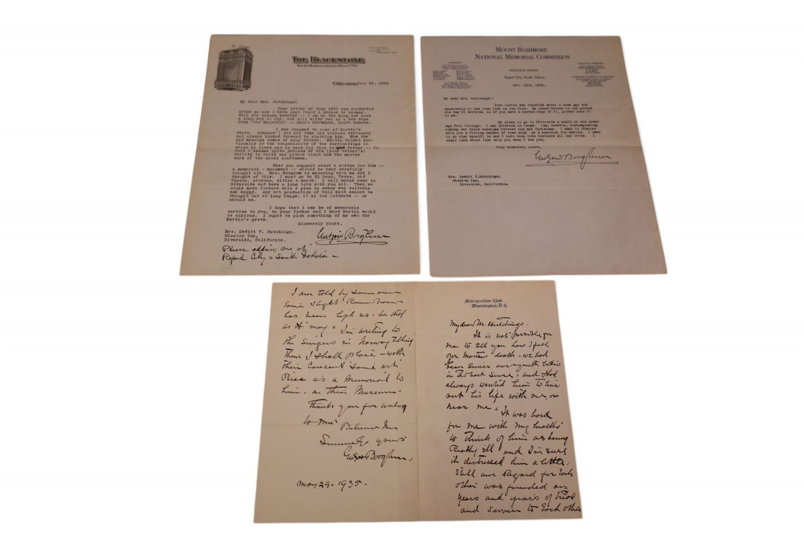 GUTZON BORGLUM SIGNED CORRESPONDENCE LETTER (1 of 5)