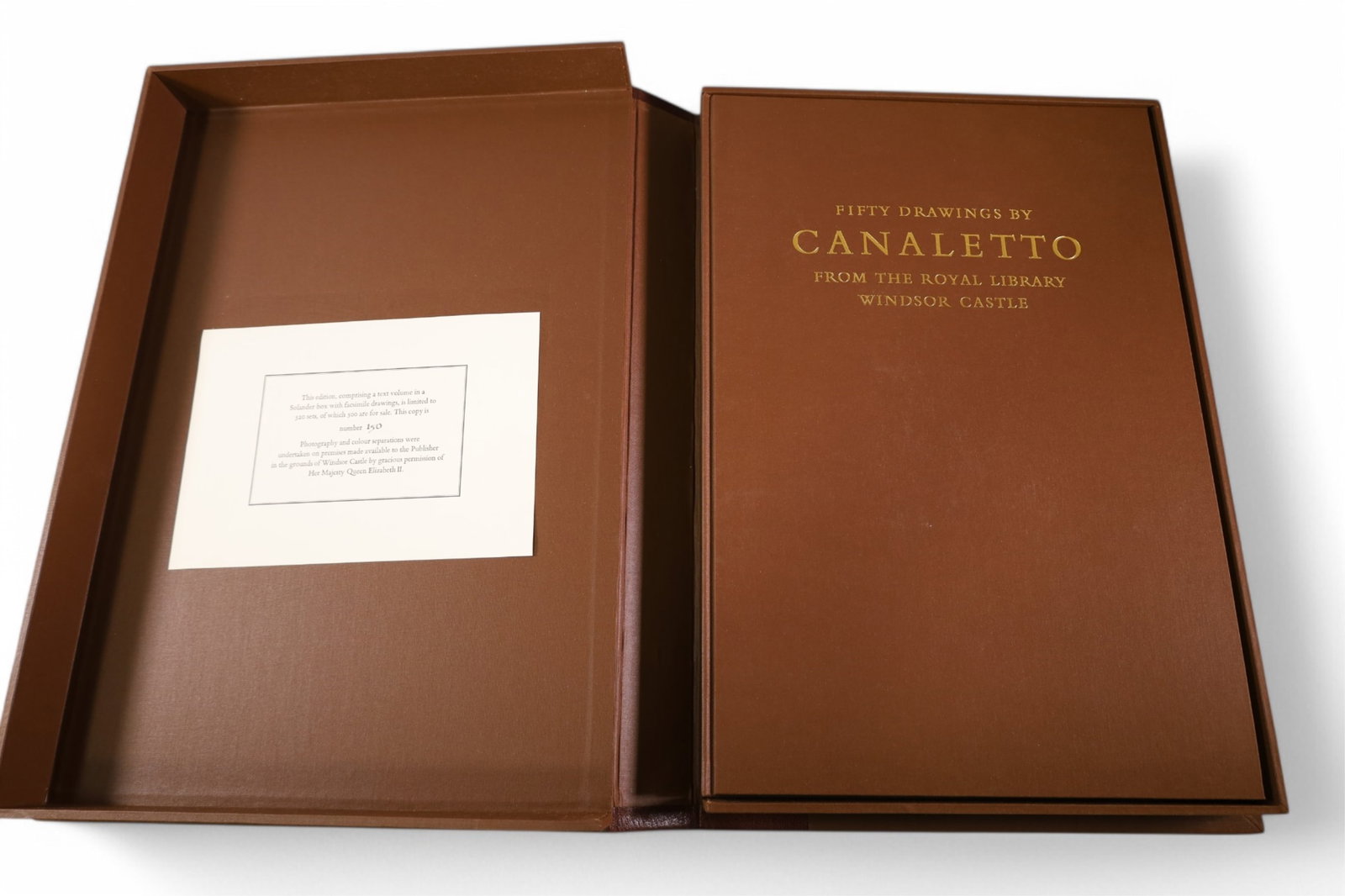 DRAWINGS BY CANALETTO: ROYAL LIBRARY OF WINDSOR CASTLE, IN ORIGINAL CASE. THIS ITEM EXCEEDS SIZE LIMITATIONS FOR IN HOUSE SHIPPING, MUST BE PICKED UP IN HOUSE OR SHIPPED VIA A 3rD PARTY SHIPPER.