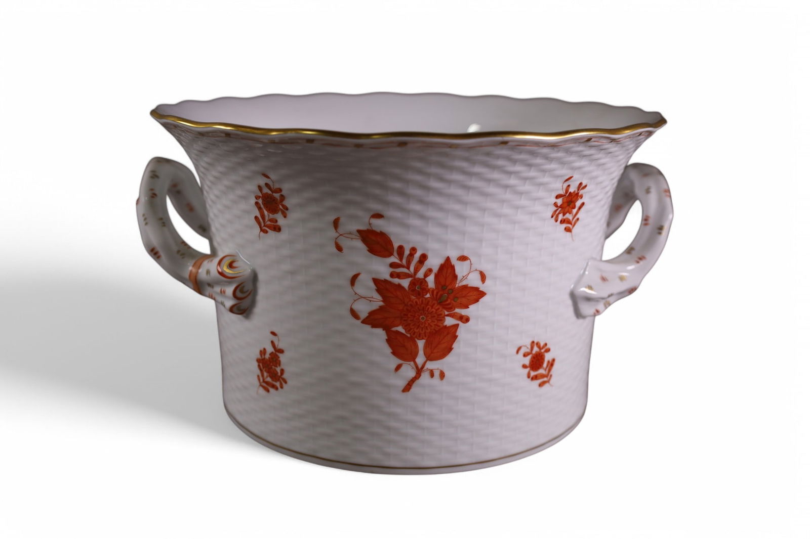 HEREND CHINESE BOUQUET RUST CACHEPOT (1 of 3)