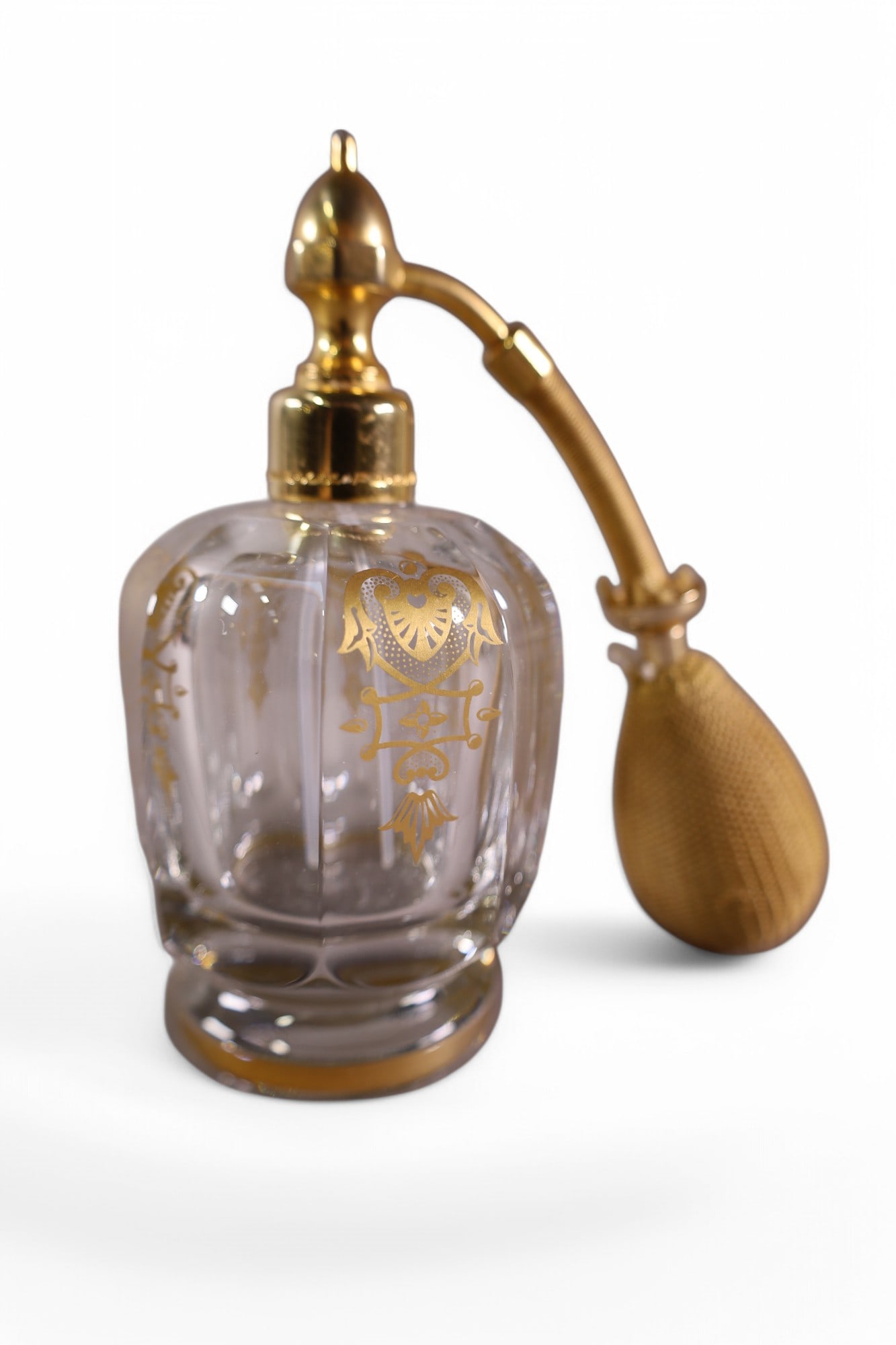 BACCARAT ATOMIZER: BREVETE, FRANCE BACCARAT ATOMIZER. 5" H.