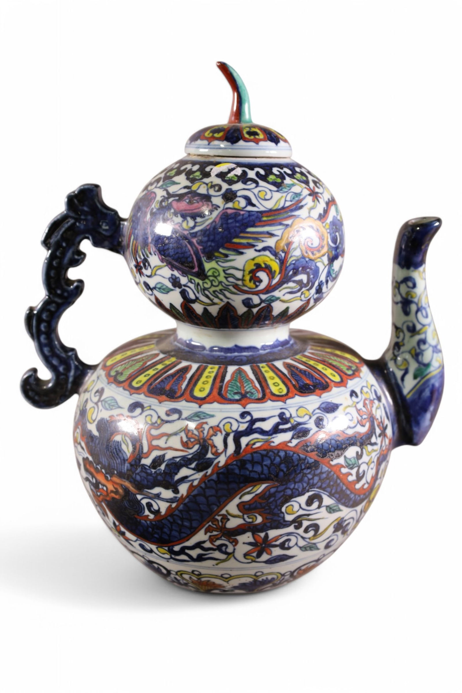LARGE CHINESE PORCELAIN DOUBLE GOURD TEAPOT (1 of 3)