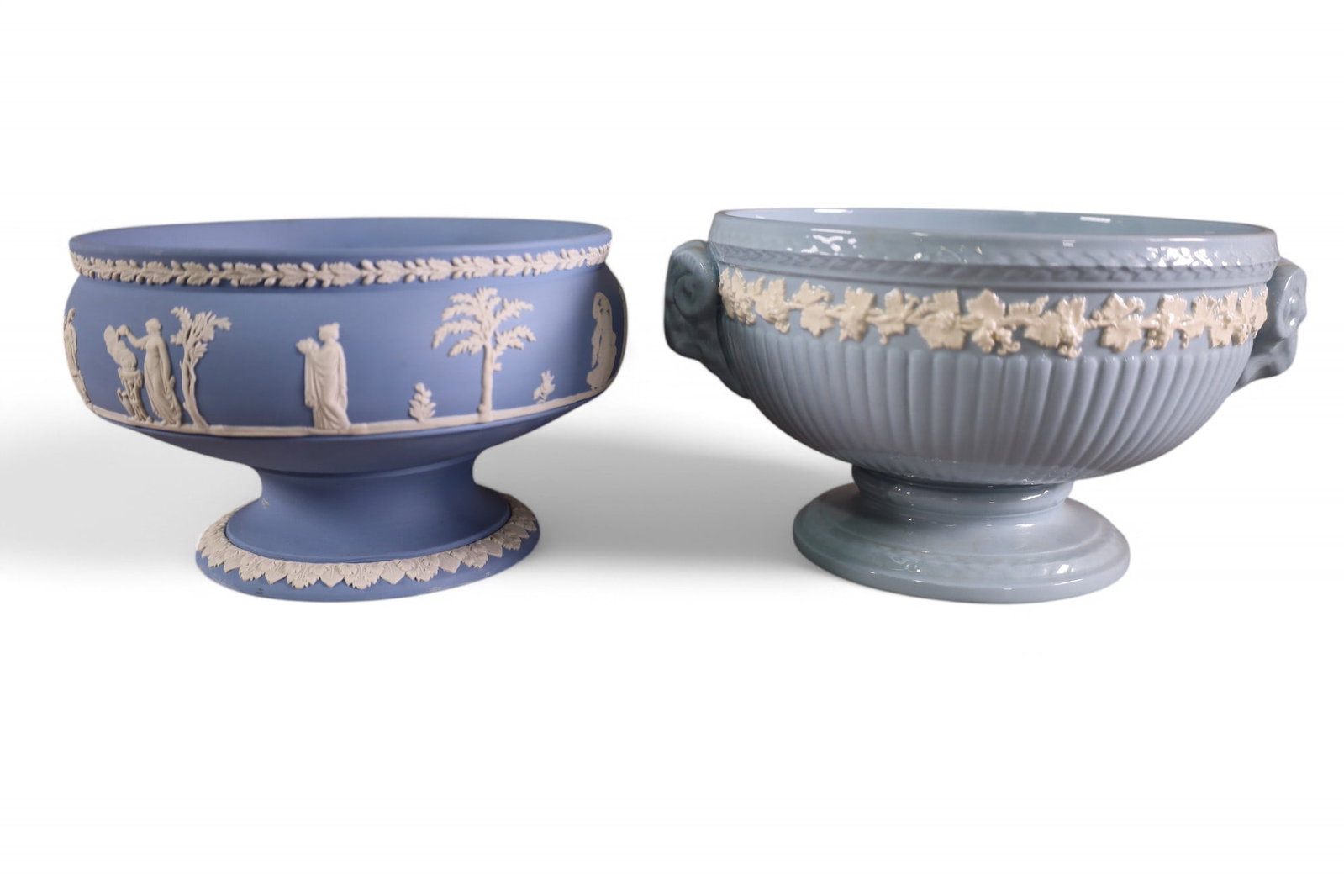 4 PIECES OF WEDGWOOD: 3 BOWLS & PITCHER, 8" DIAM BOWLS, 5" H PITCHER.