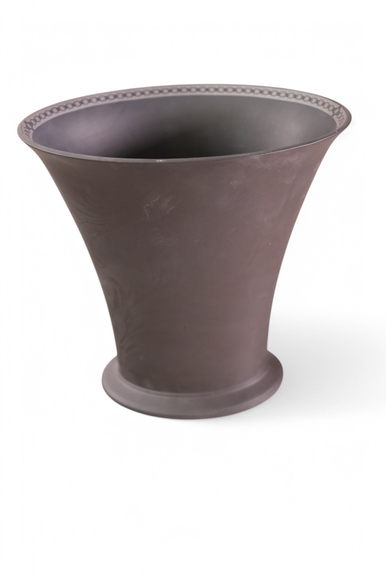 WEDGWOOD MIDNIGHT BLUE JASPER VASE: WEDGWOOD MIDNIGHT BLUE JASPERWARE VASE, 9 1/2" x 9 1/2" H