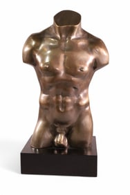 BRONZE NUDE TORSO STATUE