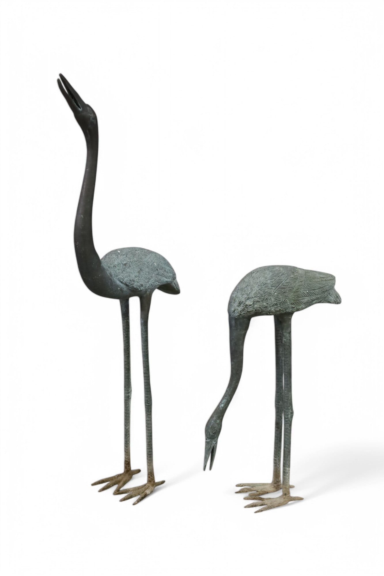 PAIR OF BRONZE YARD CRANES (1 of 3)
