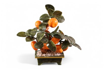 ENAMEL ORANGE TREE SCULPTURE