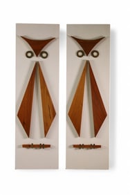 PAIR OF MID CENTURY MODERN WALL PLAQUES