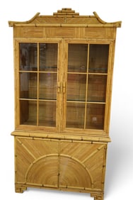LARGE RATTAN CHINA CABINET
