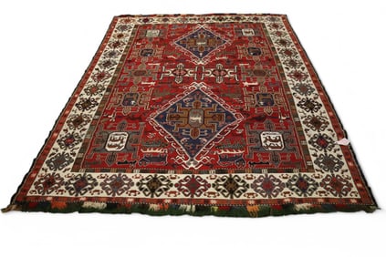 APPROX 6' 5" x 8' 10" HANDMADE WOOL RUG