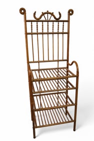 VICTORIAN AM. OAK STICK & BALL ETAGERE