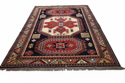 APPROX 6' 8" x 9' 5" HANDMADE WOOL RUG