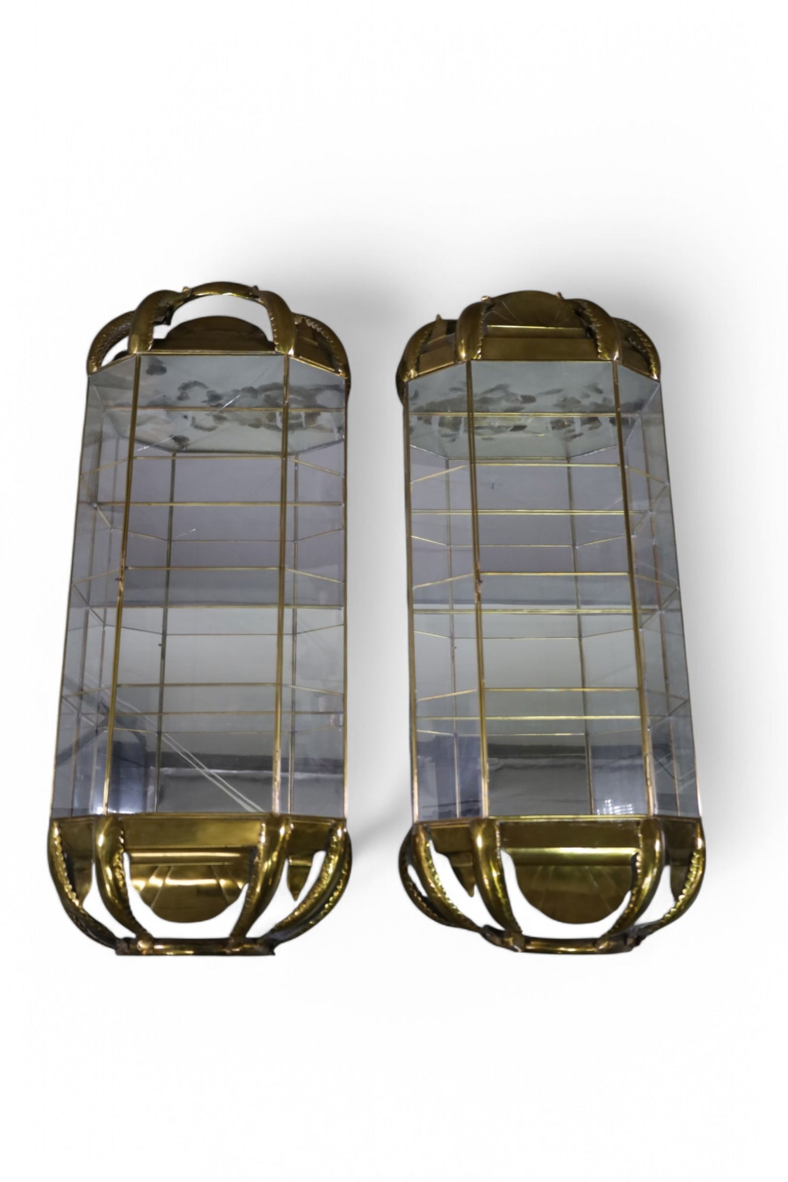 PAIR OF HANGING BRASS ETAGERES (1 of 5)