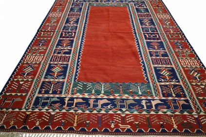 APPROX 7' 5" x 10' 2" HANDMADE WOOL RUG
