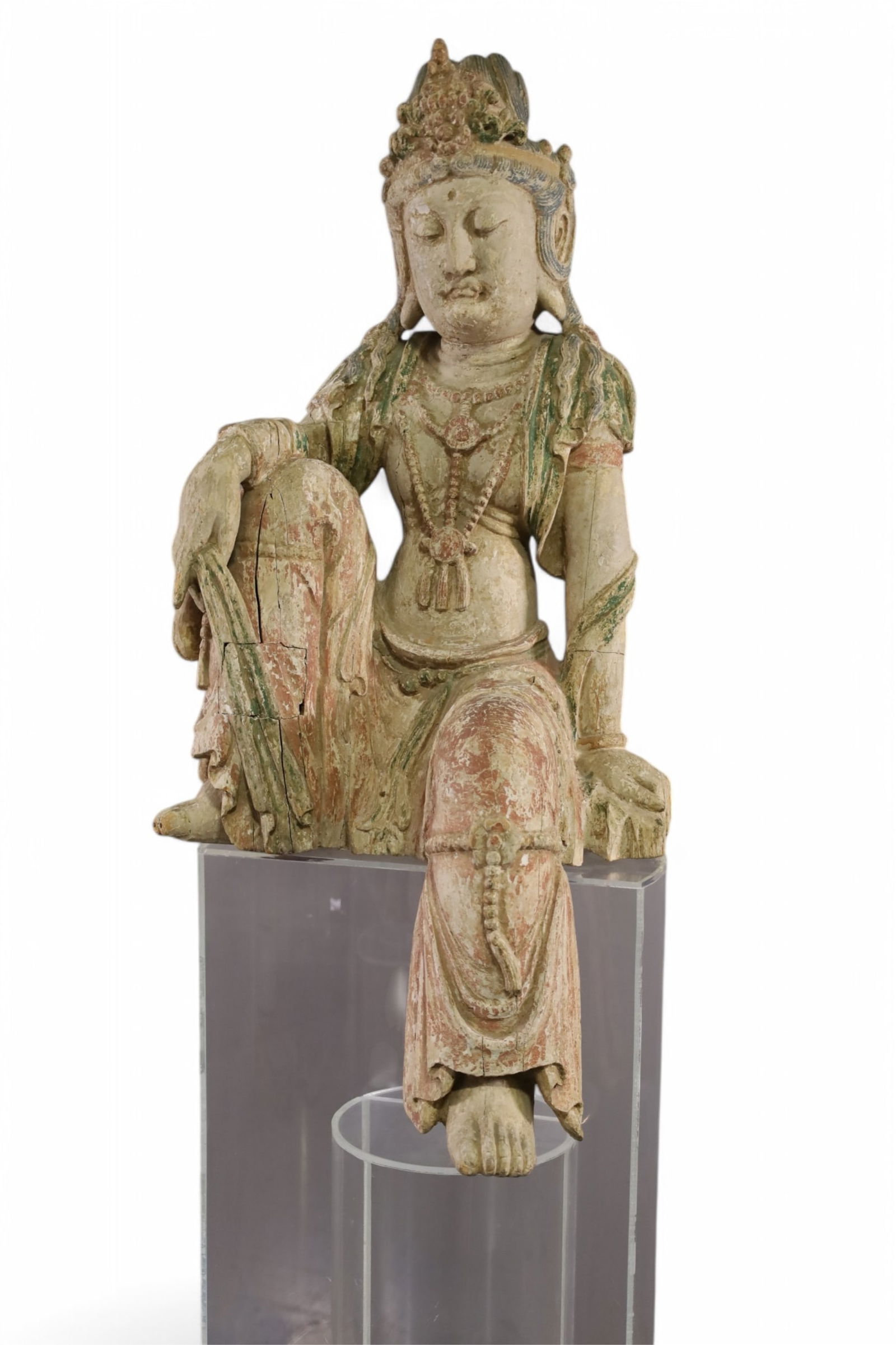 LARGE CHINESE CARVED WOOD FIGURE (1 of 4)