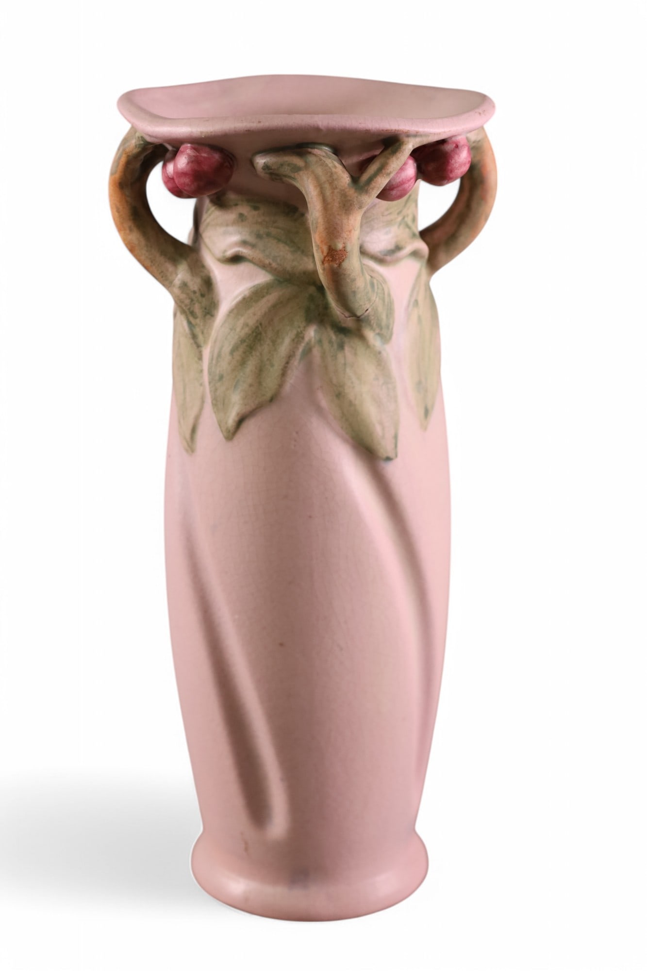 WELLER VASE: "ATLANTIC" WELLER POTTERY VASE, MOLD CRACK. 11" H.