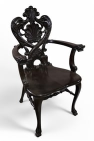 CARVED 1900'S MAHOGANY HALL CHAIR