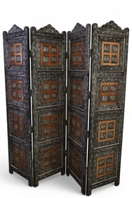 4 PANEL METAL & WOOD ROOM DIVIDER