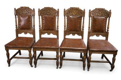 SET OF 4 TALL BACK DINING CHAIRS